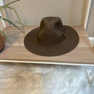 Wide Brim Felt Fedora Hat - Brown